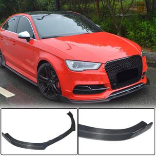 Накладка на передний бампер Lip V3 (для S-Line Sedan 2012-2016, Карбон) Audi A3 2012-2020 гг. фото 1