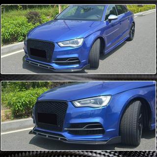 Накладка на передний бампер Lip V3 (для S-Line Sedan 2012-2016, Карбон) Audi A3 2012-2020 гг. фото 3