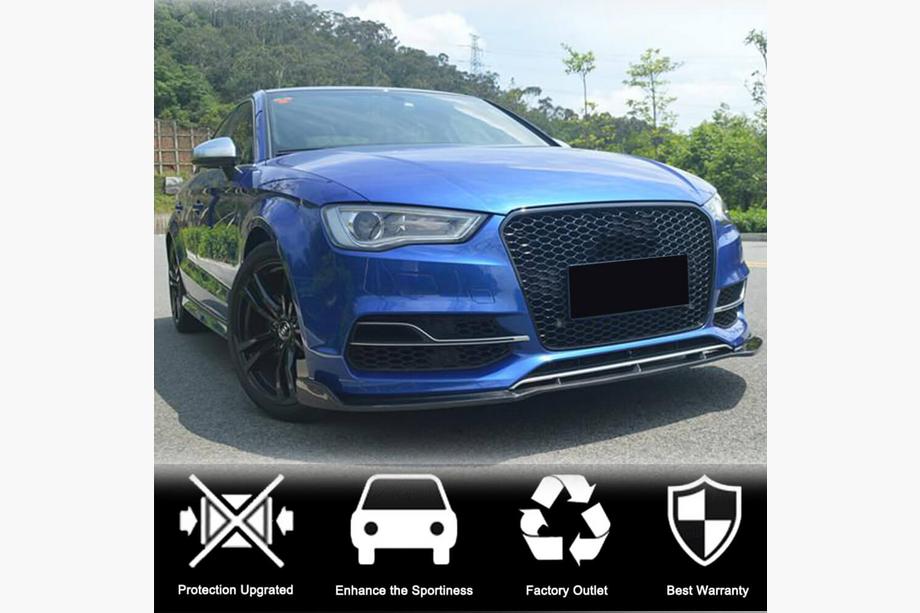 Audi A3 2012-2020 гг. Накладка на передний бампер Lip V3 (для S-Line Sedan 2012-2016, Карбон) Фото 2