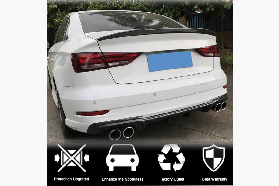 Audi A3 2012-2020 гг. Диффузор заднего бампера V4 (для S-Line Sedan 2017-2020, Карбон) Фото 2
