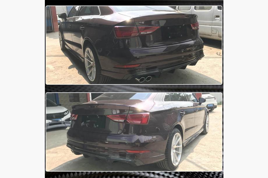 Audi A3 2012-2020 гг. Диффузор заднего бампера V4 (для S-Line Sedan 2017-2020, Карбон) Фото 4