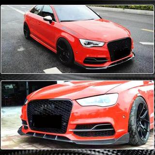 Накладка на передний бампер Lip V2 (для S-Line Sedan 2012-2016, Карбон) Audi A3 2012-2020 гг. фото 4