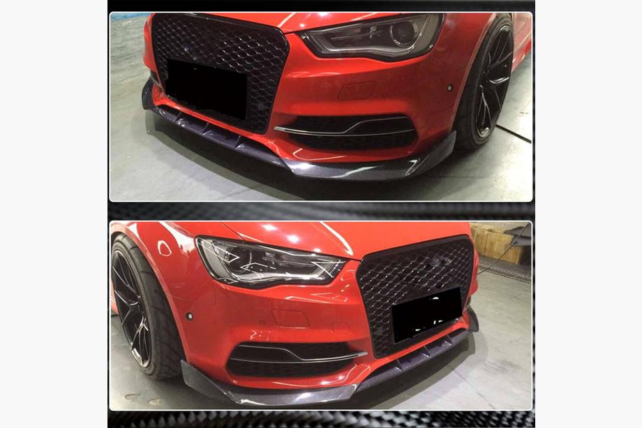 Audi A3 2012-2020 гг. Накладка на передний бампер Lip V2 (для S-Line Sedan 2012-2016, Карбон) Фото 3