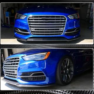 Накладка на передний бампер Lip V1 (для S-Line Sedan 2012-2016, Карбон) Audi A3 2012-2020 гг. фото 4