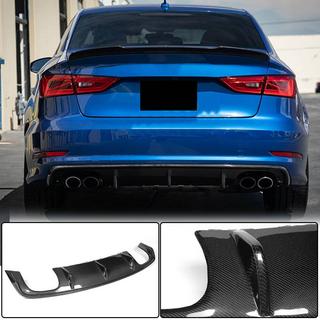 Диффузор заднего бампера V2 (для S-Line Sedan 2012-2016, карбон) Audi A3 2012-2020 гг. фото 2