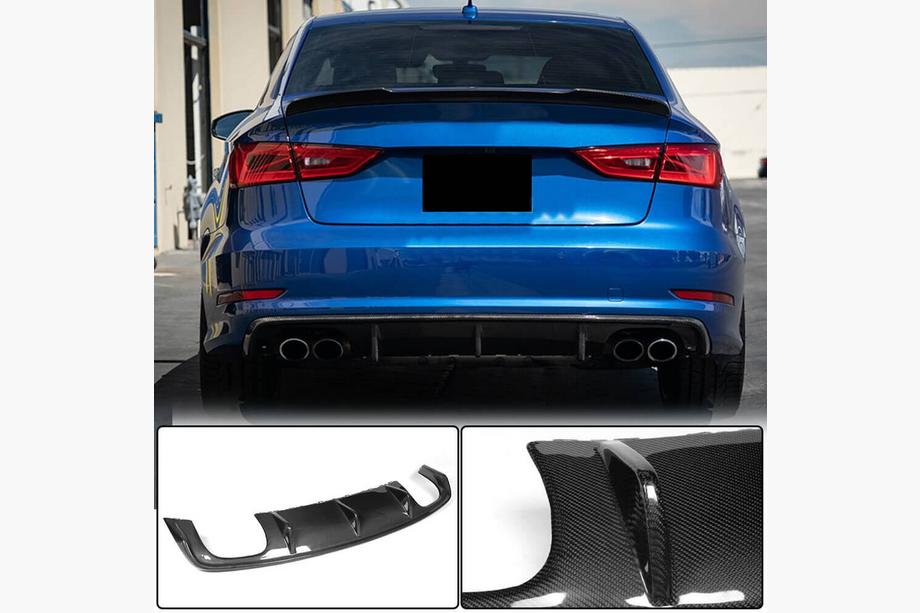 Audi A3 2012-2020 гг. Диффузор заднего бампера V2 (для S-Line Sedan 2012-2016, карбон) Фото 2
