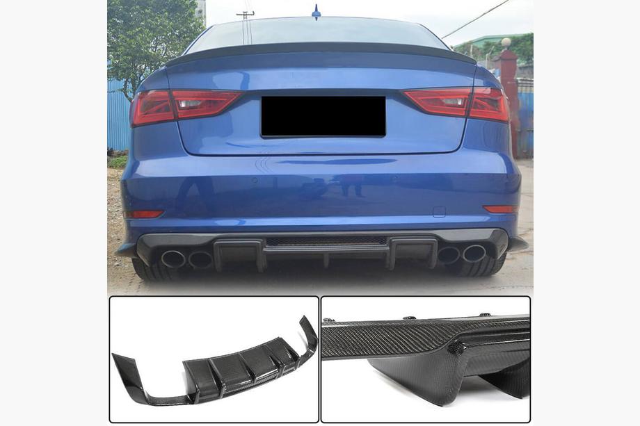 Audi A3 2012-2020 гг. Диффузор заднего бампера V1 (для S-Line Sedan 2012-2016, Карбон) Фото 1