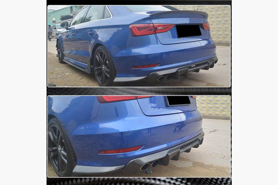 Audi A3 2012-2020 гг. Диффузор заднего бампера V1 (для S-Line Sedan 2012-2016, Карбон) Фото 3
