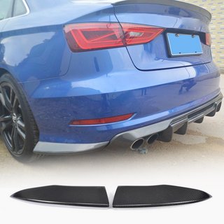 Накладки на задний бампер Flap (для S-Line Sedan 2012-2016, Карбон) Audi A3 2012-2020 гг. фото 1