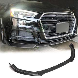 Накладка на передний бампер Lip V1 (для S-Line 2017-2020 Sedan, Карбон) Audi A3 2012-2020 гг. фото 1
