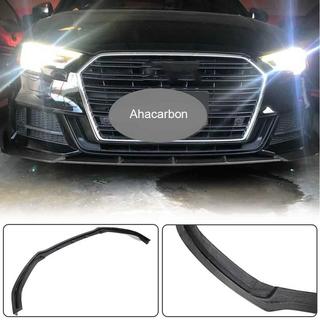 Накладка на передний бампер Lip V1 (для S-Line 2017-2020 Sedan, Карбон) Audi A3 2012-2020 гг. фото 2