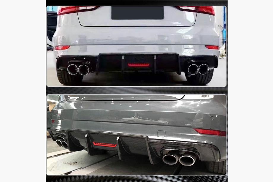 Audi A3 2012-2020 гг. Диффузор заднего бампера V3 (для S-Line Sedan 2017-2020, Карбон) Фото 4