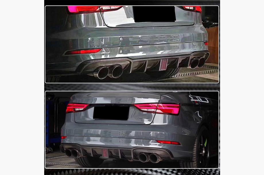 Audi A3 2012-2020 гг. Диффузор заднего бампера V2 (для S-Line Sedan 2017-2020, Карбон) Фото 4