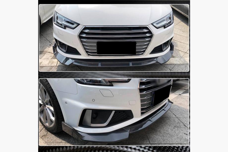 Audi A4 B9 2015-2024 гг. Накладка на передний бампер Lip V1 (для S-Line Sedan 2015-2019, Карбон) Фото 3