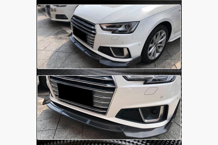Audi A4 B9 2015-2024 гг. Накладка на передний бампер Lip V1 (для S-Line Sedan 2015-2019, Карбон) Фото 4