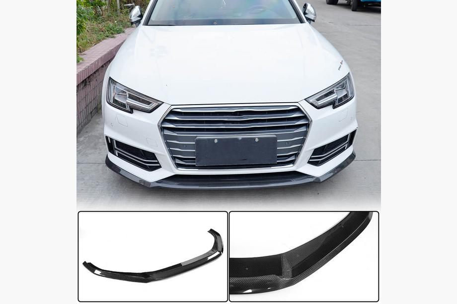 Audi A4 B9 2015-2024 гг. Накладка на передний бампер Lip V4 (для S-Line Sedan 2015-2019, Карбон) Image