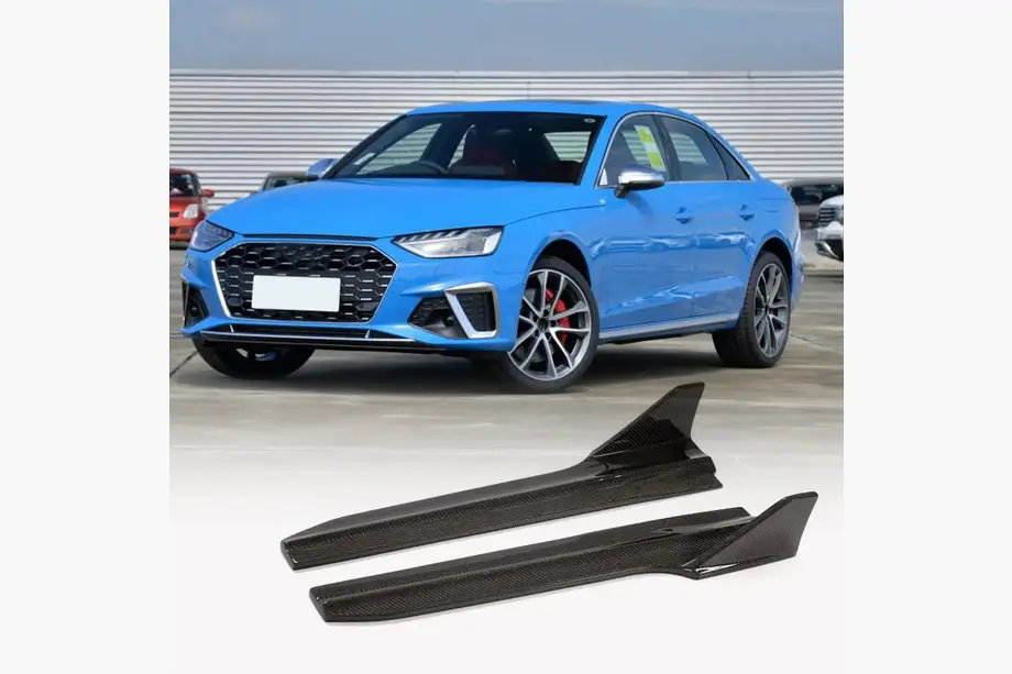 Накладки на пороги (для S-Line Sedan 2019-2024, Карбон) фото 1