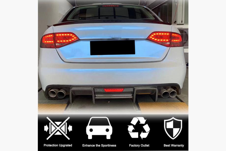 Audi A4 B8 2007-2015 гг. Диффузор заднего бампера V2 (для S4 2009-2012, Карбон) Фото 5