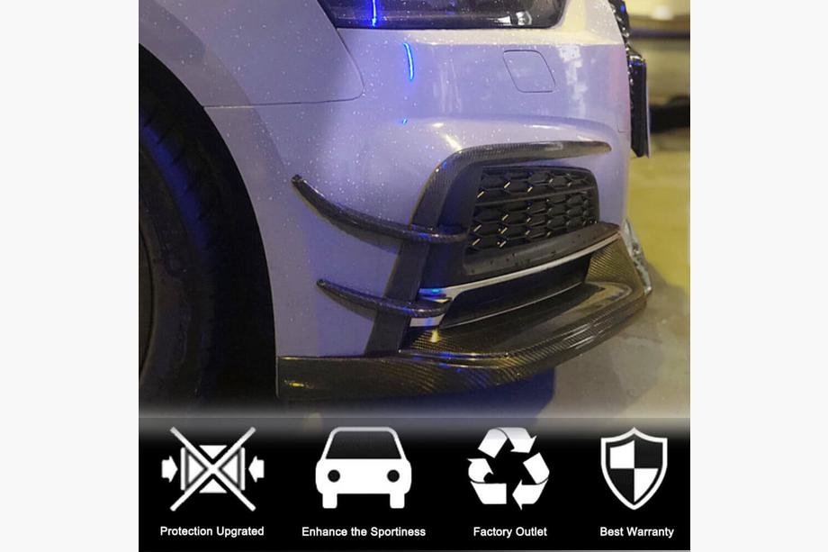 Audi A5 2016-2025 гг. Накладки на передний бампер Flap V2 (для S-Line 2016-2020, Карбон) Фото 3