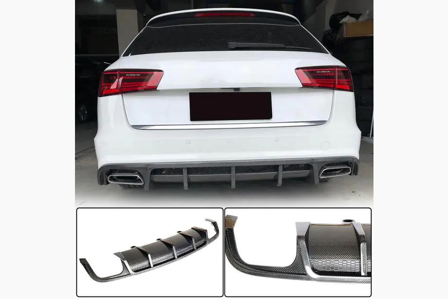 Audi A6 C7 2011–2018 гг. Диффузор заднего бампера (для S-Line Avant 2014-2018, Карбон) Фото 1