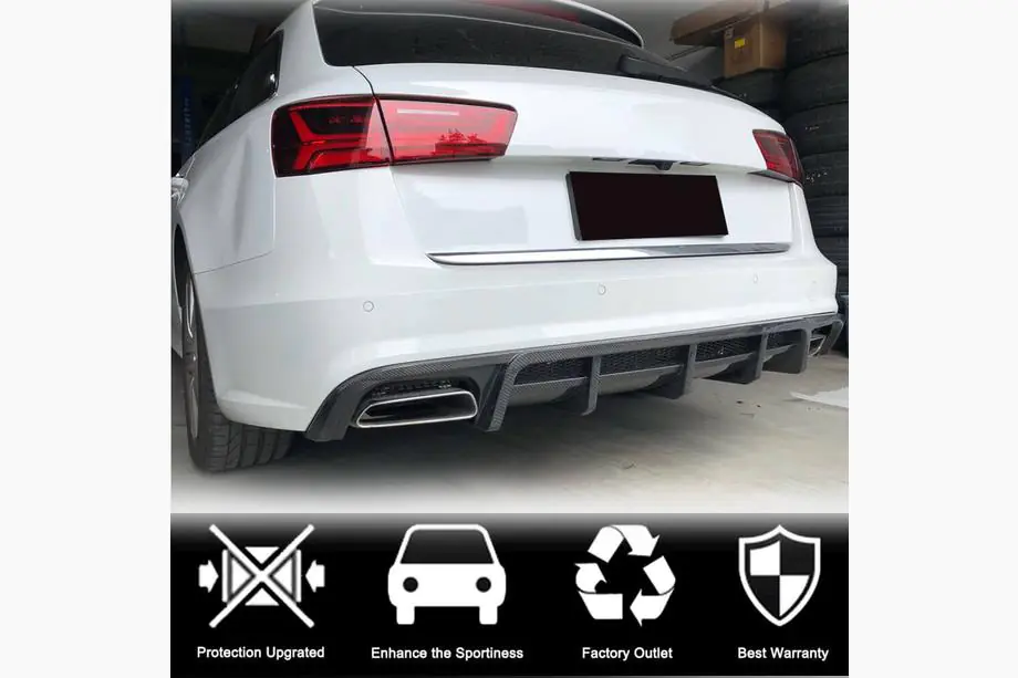 Audi A6 C7 2011–2018 гг. Диффузор заднего бампера (для S-Line Avant 2014-2018, Карбон) Фото 3