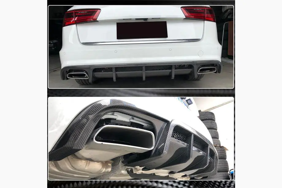 Audi A6 C7 2011–2018 гг. Диффузор заднего бампера (для S-Line Avant 2014-2018, Карбон) Фото 4