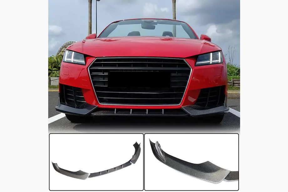 Audi TT 2014-2023 гг. Накладка на передний бампер Lip V2 (для Base, 2014-2019, Карбон) Фото 1