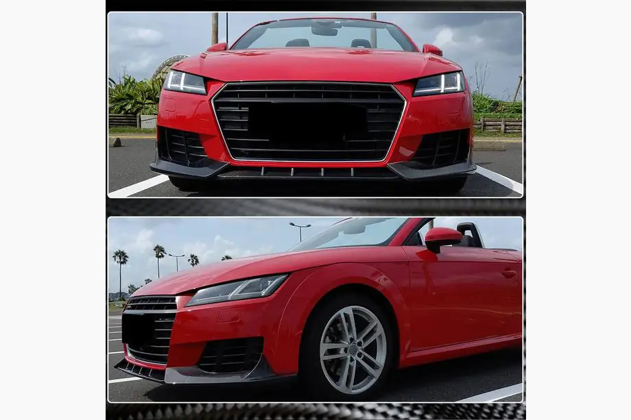 Audi TT 2014-2023 гг. Накладка на передний бампер Lip V2 (для Base, 2014-2019, Карбон) Фото 4