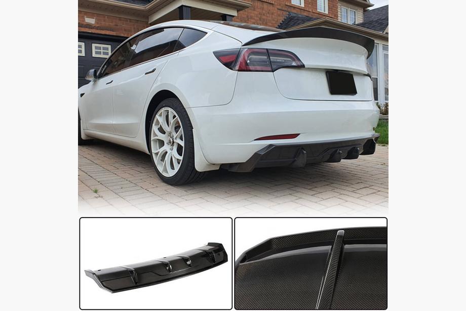 Tesla Model 3 2017- гг. Диффузор Заднего Бампера Карбон V2 (2016-2022) Фото 2