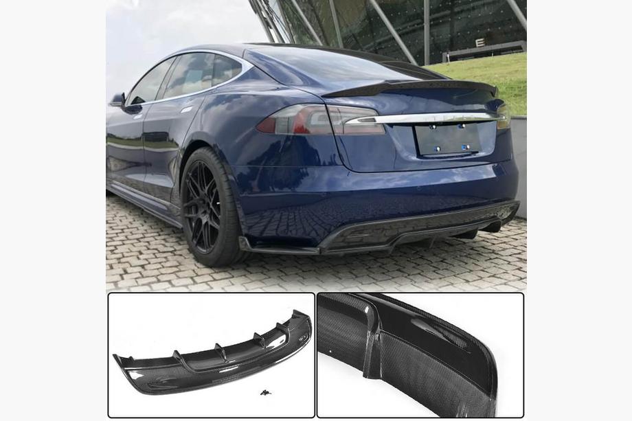 Tesla Model S 2012– гг. Задний диффузор V2 (2016-2021, Карбон) Фото 1