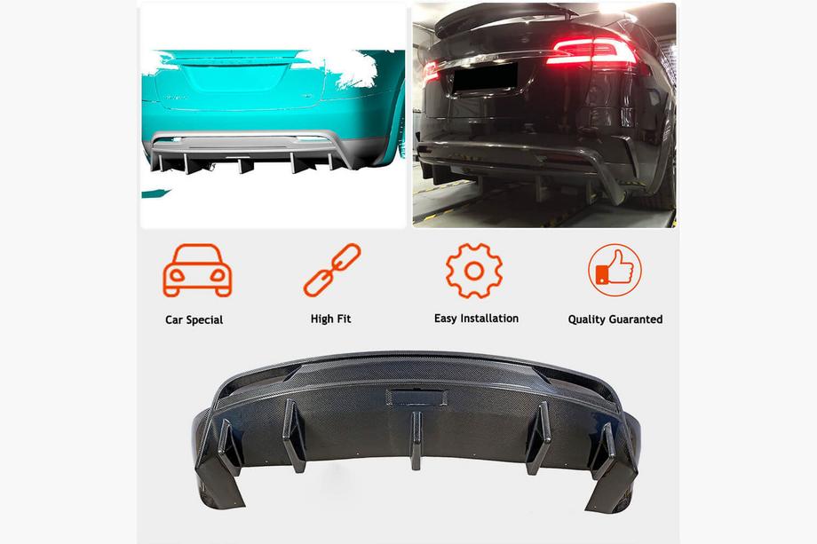 Tesla Model X 2015- гг. Диффузор заднего бампера Карбон V1 (2016-2020) Фото 2