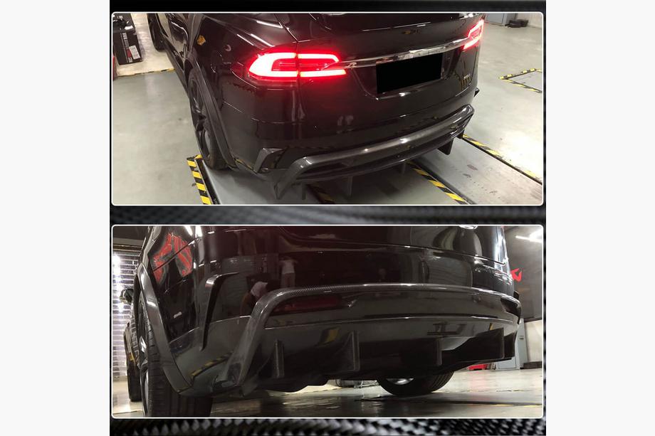 Tesla Model X 2015- гг. Диффузор заднего бампера Карбон V1 (2016-2020) Фото 4