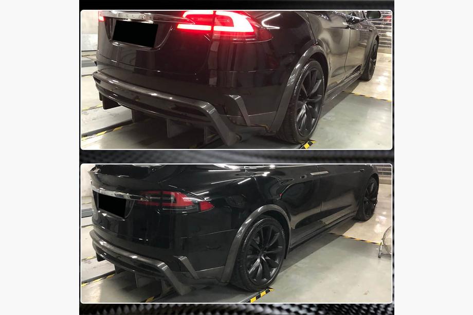 Tesla Model X 2015- гг. Диффузор заднего бампера Карбон V1 (2016-2020) Фото 5