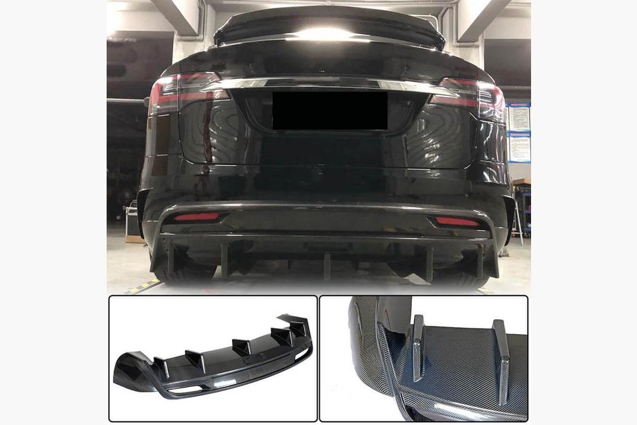 Tesla Model X 2015- гг. Диффузор заднего бампера Карбон V3 (2016-2020) Фото 1