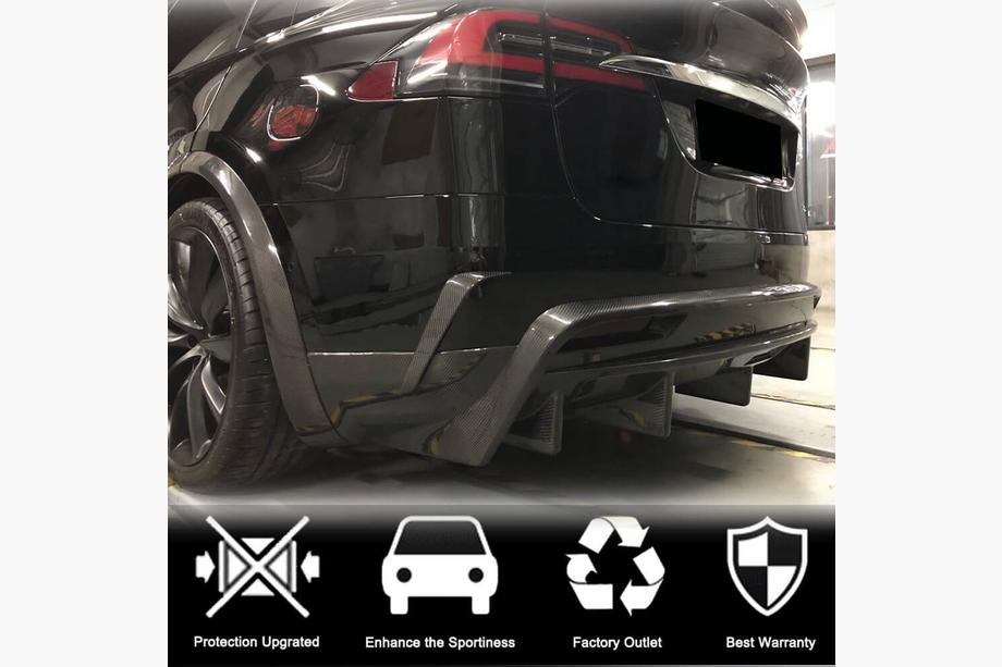 Tesla Model X 2015- гг. Диффузор заднего бампера Карбон V3 (2016-2020) Фото 3