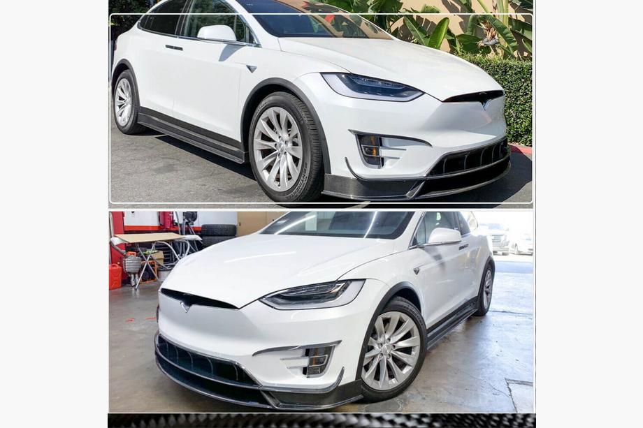 Tesla Model X 2015- гг. Передний Бампер Лип Карбон V2 (2016-2020) Фото 5
