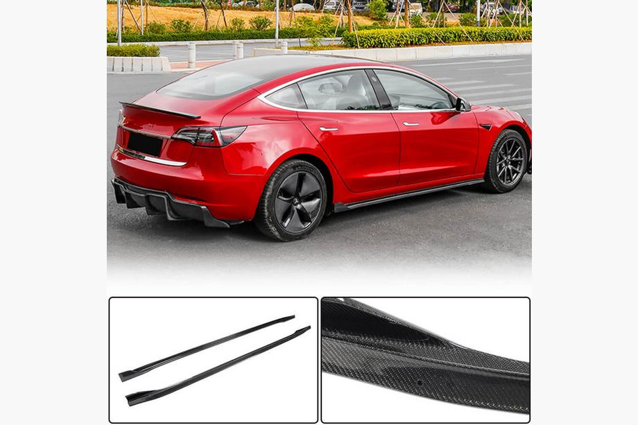 Tesla Model 3 2017- гг. Карбоновые накладки на пороги V2 (2016-2022) Фото 3