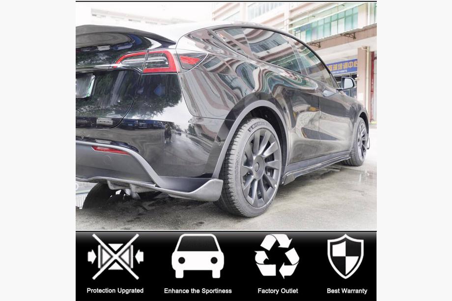 Tesla Model Y 2020- гг. Накладки на пороги V1 (2020-2025, Карбон) Фото 2