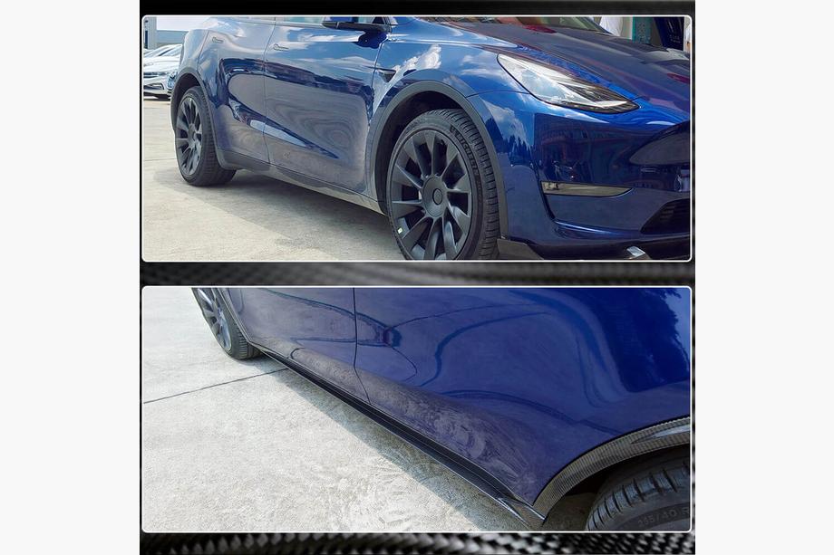 Tesla Model Y 2020- гг. Накладки на пороги Carbon V2 (2019+) Фото 4