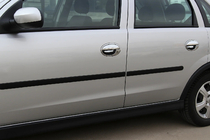 Opel Corsa C 2000-2006 гг. Хромированные Накладки на Ручки с Обводкой (8 шт., Нержавейка) фото 1