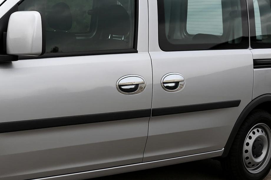Opel Combo 2002–2012 гг. Хромированные Накладки на Ручки с Обводкой (2 двери, Нержавейка) Image