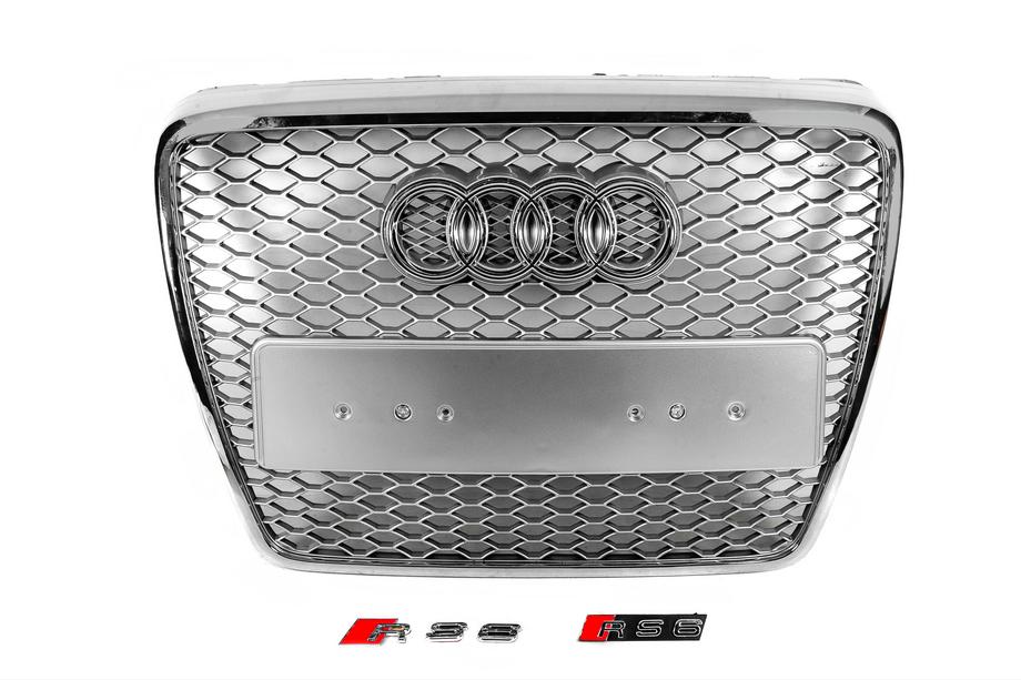 Audi A6 C6 2004-2011 гг. Передняя Решетка RS-Style (Серый с Хромом) Image