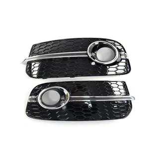 Решетки противотуманных фар RS-Style (2013-2017, 2 шт, Черный с Хромом) Audi Q5 2008-2017 гг. фото 1