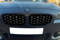 BMW 5 серия F10/F11 2010–2016 гг. Ноздри Diamond Silver (черная окантовка) фото 1