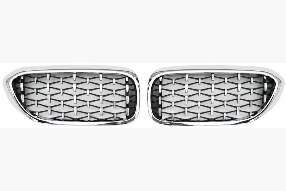 BMW 5 серия G30/G31 2017–2023 гг. Жабры Diamond Silver V1 (2017-2020, хромированная окантовка) Фото 2