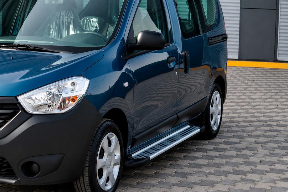 Renault Dokker 2013-2022 гг. Боковые пороги Allmond Grey (2 шт., алюминий) Image