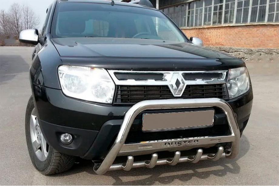 Renault Duster 2008–2017 гг. Передняя защита с надписью WT004 (нержавейка) Фото 6