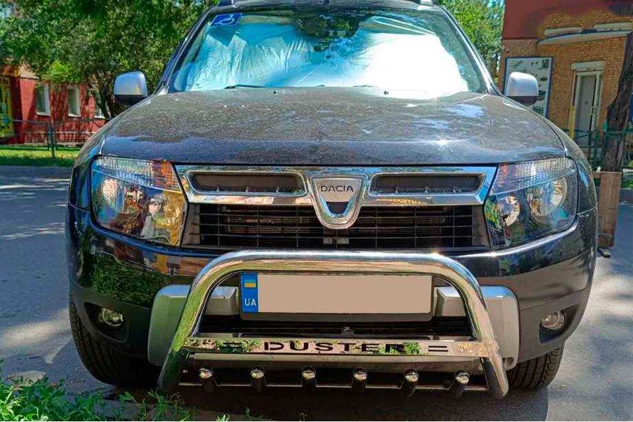 Renault Duster 2008–2017 гг. Передняя защита с надписью WT004 (нержавейка) Фото 5