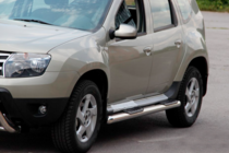 Renault Duster 2008–2017 гг. Боковые трубы с вставками (2 шт., нержавейка) фото 5