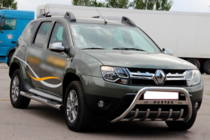 Renault Duster 2008–2017 гг. Боковые трубы с вставками (2 шт., нержавейка) фото 2